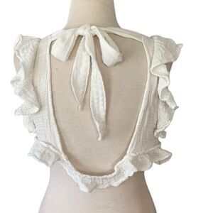 Free People Open Tie Back Crop Ruffle Top Women’s XS Gauze